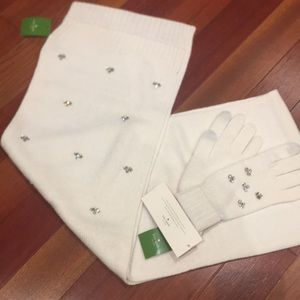 White Kate Spade scarf and gloves set NWT